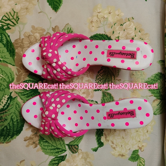 Vtg ๐ Betseyville ๐ platform polka dot pinup barbie princess party wedges!๐๐ - Picture 2 of 12